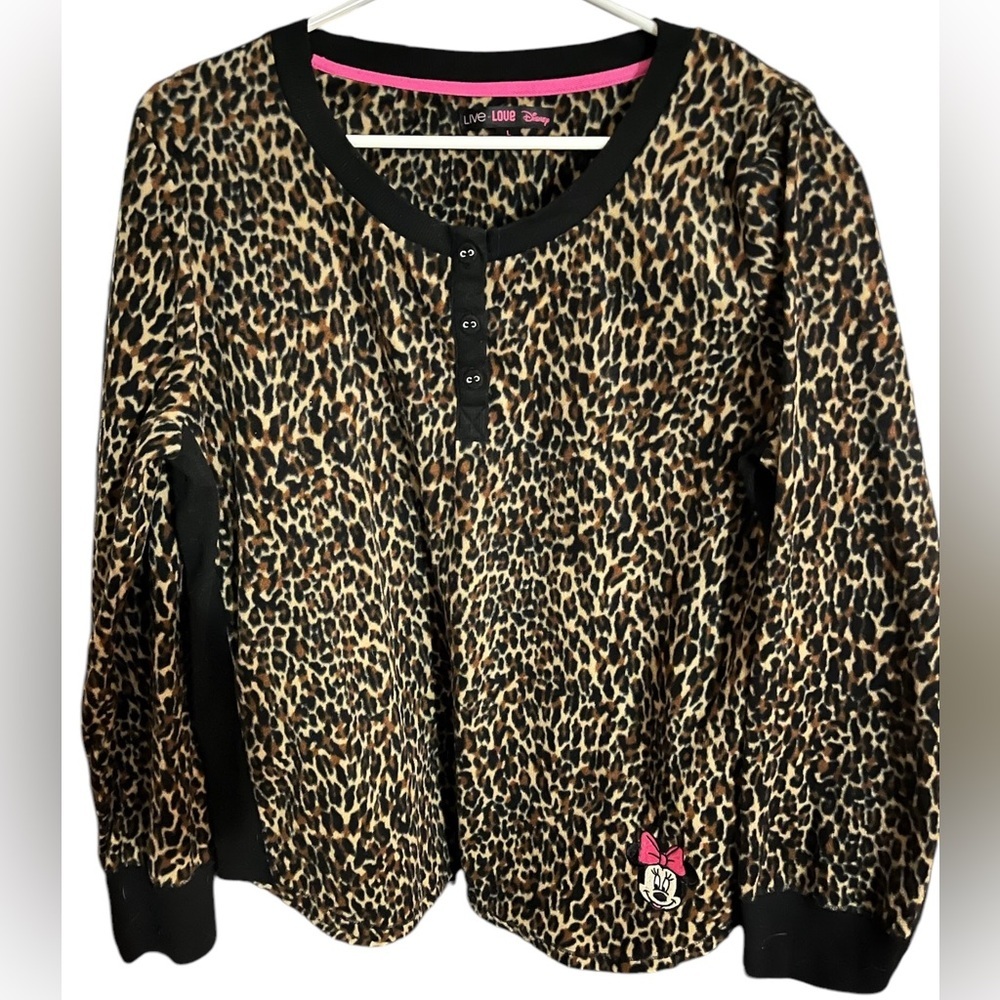 *Disney Leopard Print Minnie Long Sleeve Pajama Top Large